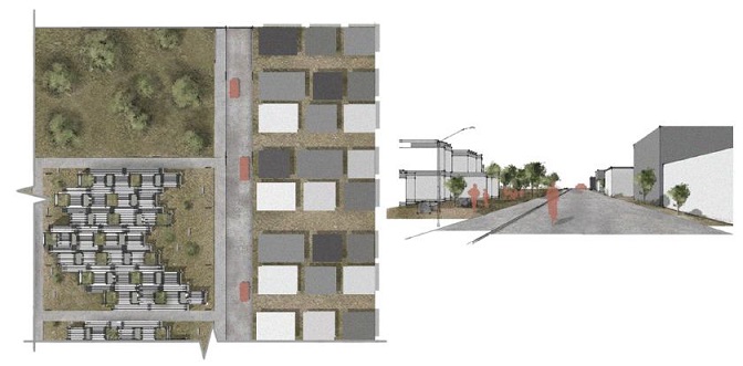 Interface entre o conjunto PREVI e o entorno. Simula&ccedil;&atilde;o realizada a partir dos dados do projeto.