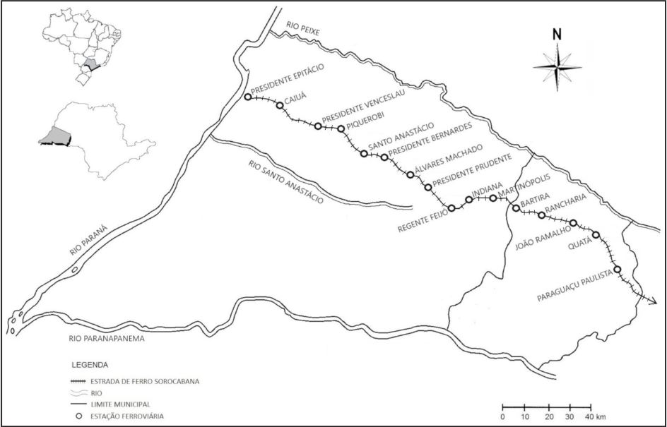 Esta&ccedil;&otilde;es ferrovi&aacute;rias na Alta Sorocabana em 1922.