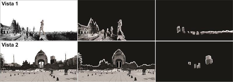 Ejemplo de "Máscaras de Preferencias Visuales" sobre las Vistas 1 y 2.