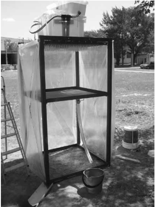 Simulador de lluvia en campa&ntilde;a