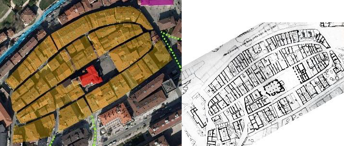 Identificacin y levantamiento de la ciudad medieval de Mondragn.