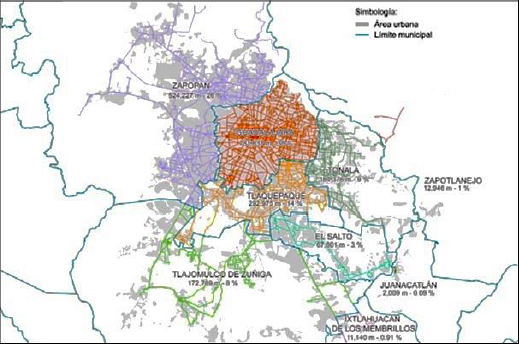 LAS RUTAS DE TRASPORTE PBLICO DELIMITADAS POR MUNICIPIO EN EL AMG