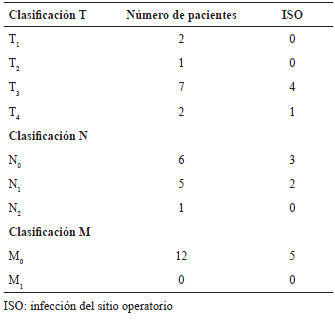 Clasificaci&oacute;n TNM de los pacientes incluidos en
    el estudio.