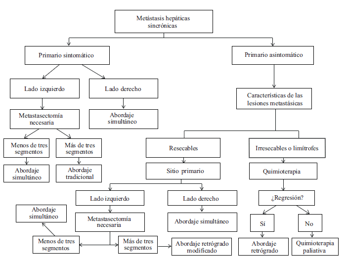 Tratamiento de las met&aacute;stasis hep&aacute;ticas sincr&oacute;nicas en c&aacute;ncer colorrectal.