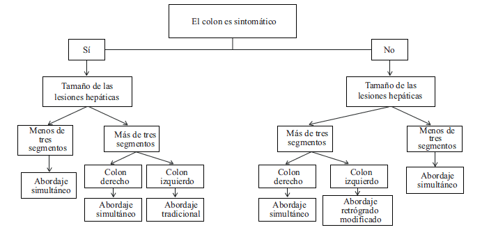 Tratamiento de las met&aacute;stasis hep&aacute;ticas sincr&oacute;nicas no conocidas previamente y diagnosticadas durante la cirug&iacute;a.