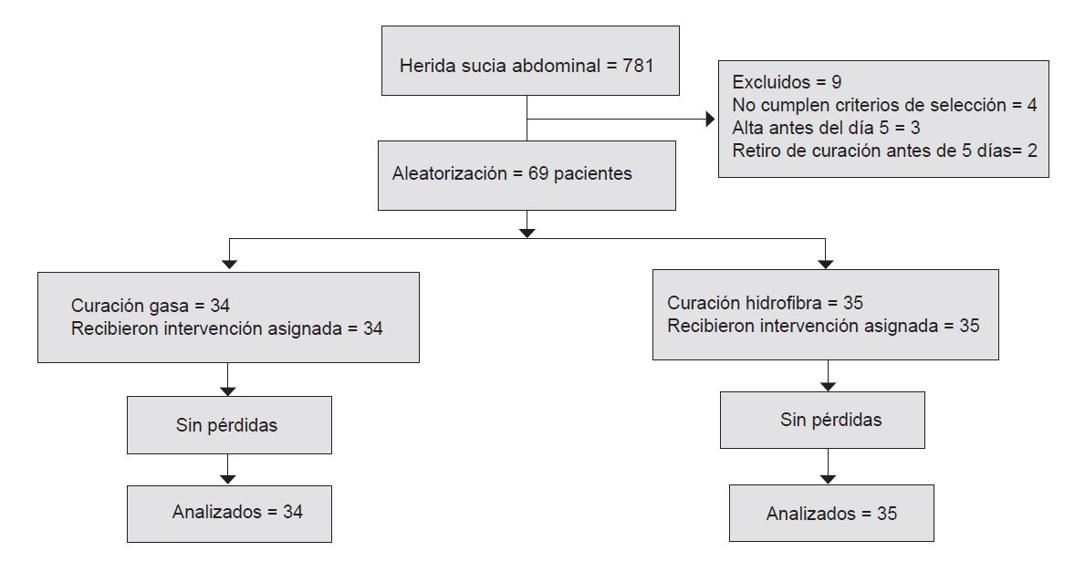 Pacientes seleccionados, excluidos y su asignación aleatoria.