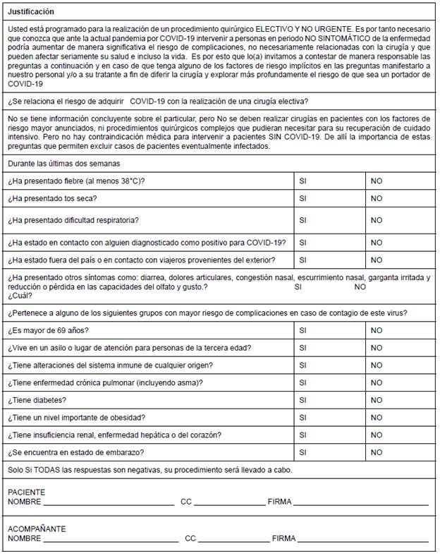 Formato de definici&oacute;n de riesgo de portador asintom&aacute;tico y consentimiento informado