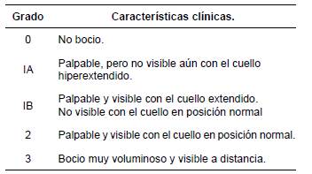 Grados de presentaci&oacute;n del bocio