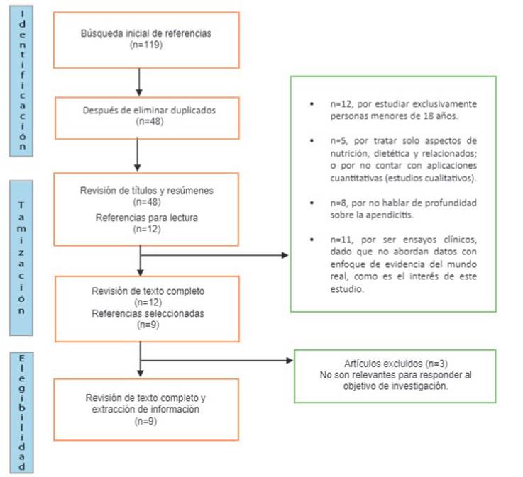 Flujo del proceso de la revisi&oacute;n de la literatura.
