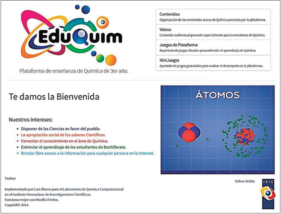  Presentación de la Página Web de EduQuim.