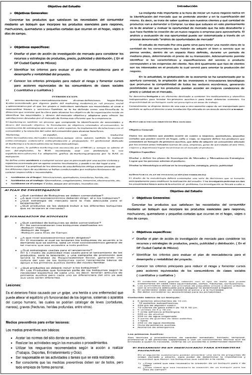 Borradores del estudio de caso producido
por los estudiantes.