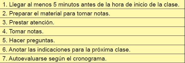 Pasos de la etapa de
clases