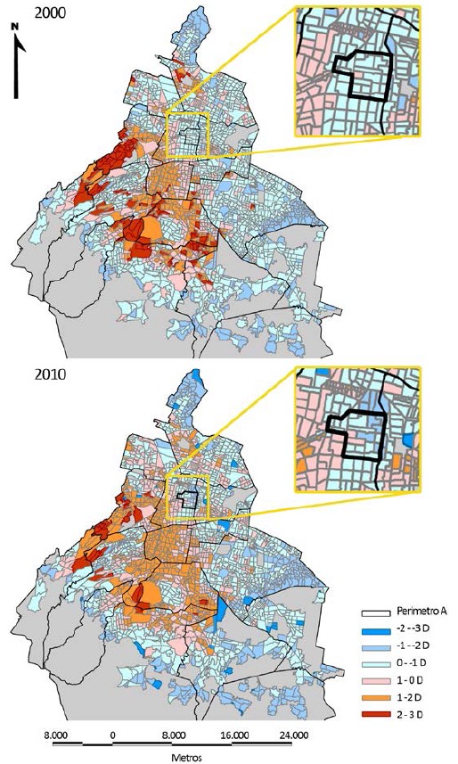 Porcentaje de viviendas con ordenador. Desviaciones típicas (2000-2010)3