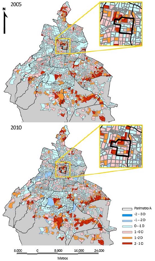 Total de hogares indígenas. Desviaciones típicas (2005-2010)