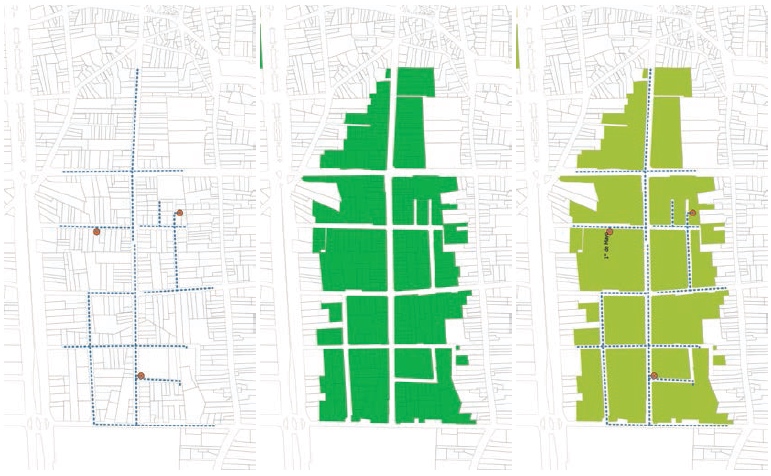 Relación entre estructura de red OLPE y
forma del barrio