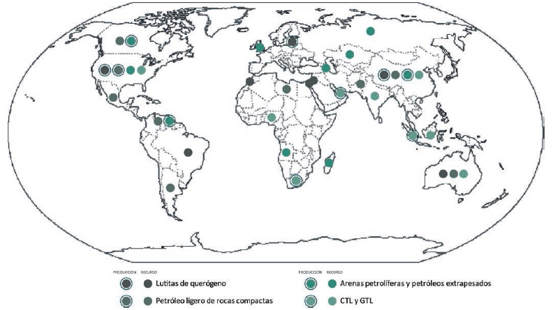 Distribución de recursos y
producción de petróleo no convencional en el mundo