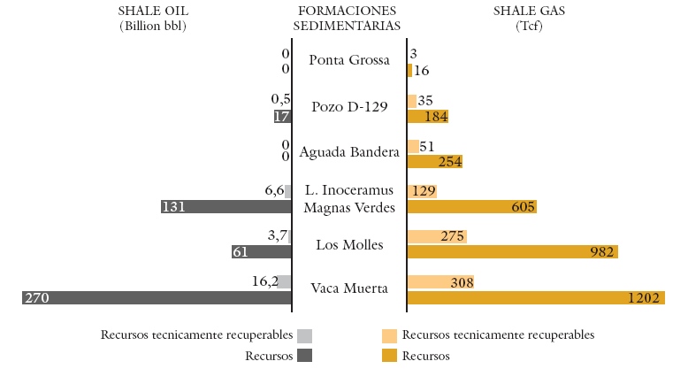 Recursos shale
en formaciones sedimentarias en la Argentina