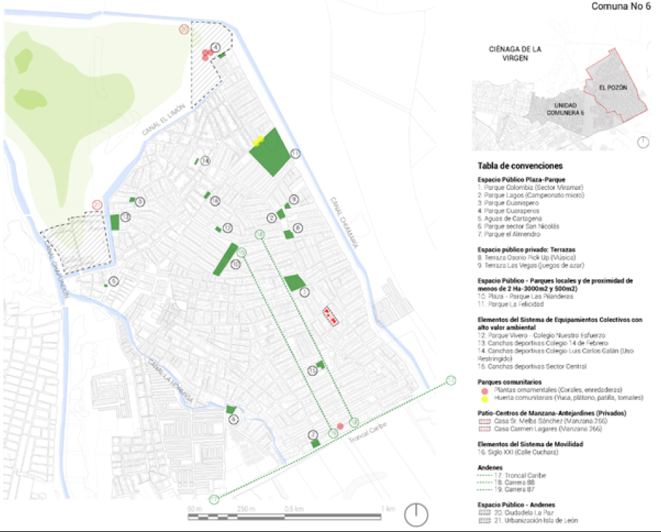 Plano de Sistema de Espacio P�blico y Equipamiento. �reas libres y espacios p�blicos. Cartograf�a de s�ntesis construida con base en las cartograf�as participativas