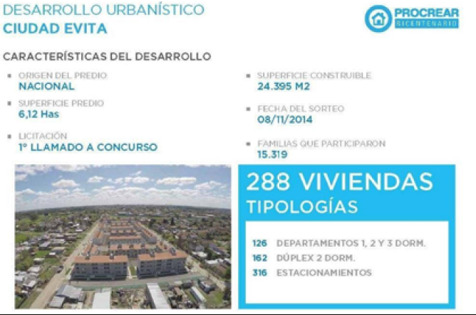 Desarrollo urban�stico pro.cre.ar Ciudad Evita
