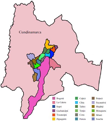Bogotá y los municipios circunvecinos.