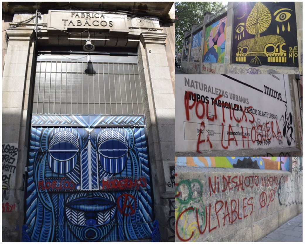 Conjunto de cuatro grafitis de la tabacalera grafiti 5.