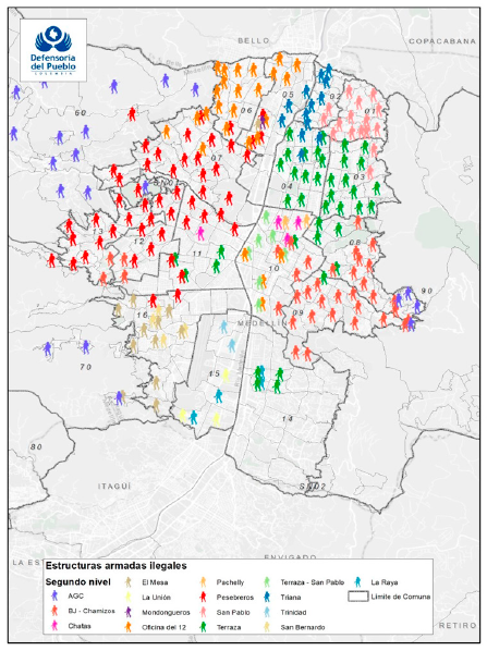 Estructuras armadas ilegales en Medell�n al 2020.