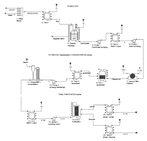 Flowchart of the production process of D-xylose and glucose
