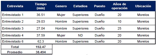 Características de las entrevistas