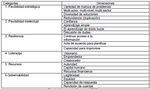 Categor&iacute;as y dimensiones de la Capacidad din&aacute;mica de adaptaci&oacute;n