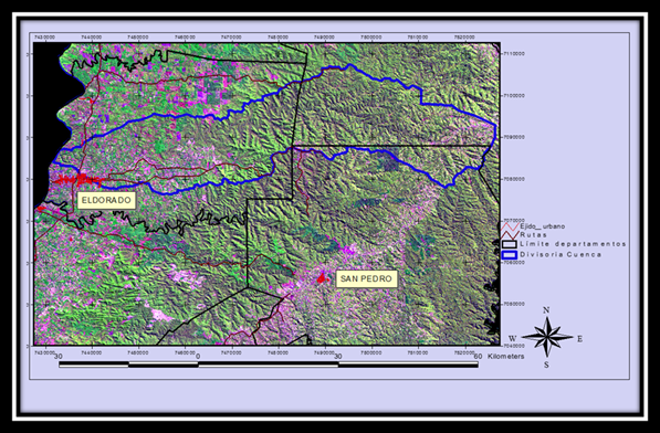 Image with the relative  location of the Arroyo Piray Min Basin