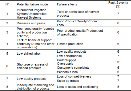 Severity of the failure of each failure effect
