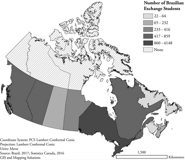 Destination of Brazilian SwB Students by Province