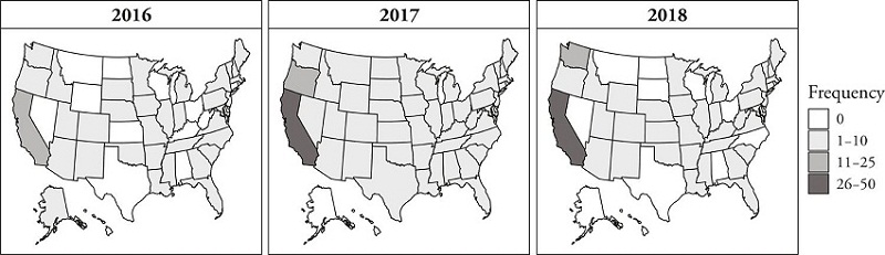 Number of laws passed by year and state