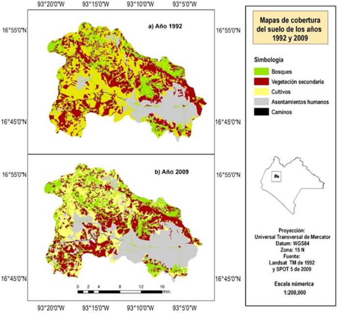Mapa de los principales cambios de la cobertura del suelo ocurridos.