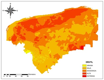 Mapa de vulnerabilidad actual para el Estado de Yucatán.