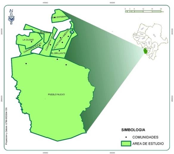 Localizaci&oacute;n de las comunidades muestreadas.