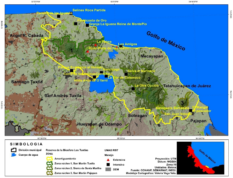 Sitios de verificación en campo, para la rectificación de la cobertura realizada por el software ArcMap 10.2.