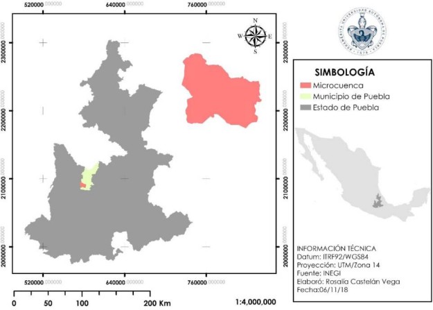 Ubicaci&oacute;n de la zona de estudio. Puebla, M&eacute;xico