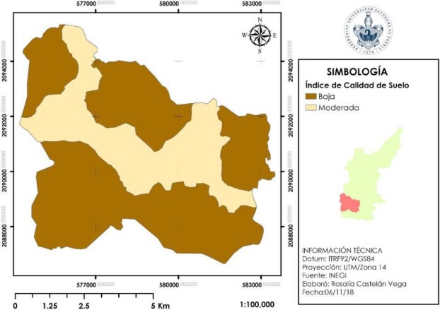 Distribuci&oacute;n espacial de la calidad de suelo en la microcuenca