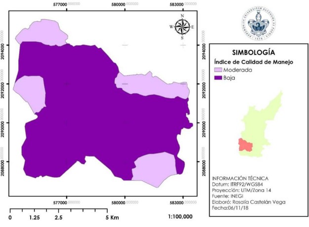 Distribuci&oacute;n espacial de la calidad del manejo en la microcuenca