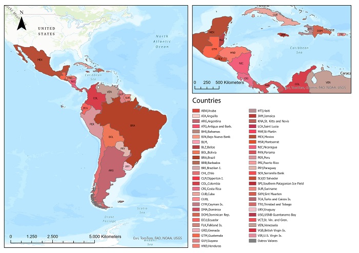 Distribution of Latin American and Caribbean countries. Antofagasta, Chile, 2024
