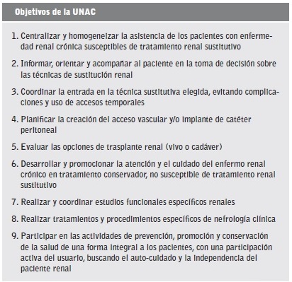 Objetivos de la creación de la Unidad Nefrológica de Atención Continuada (UNAC).