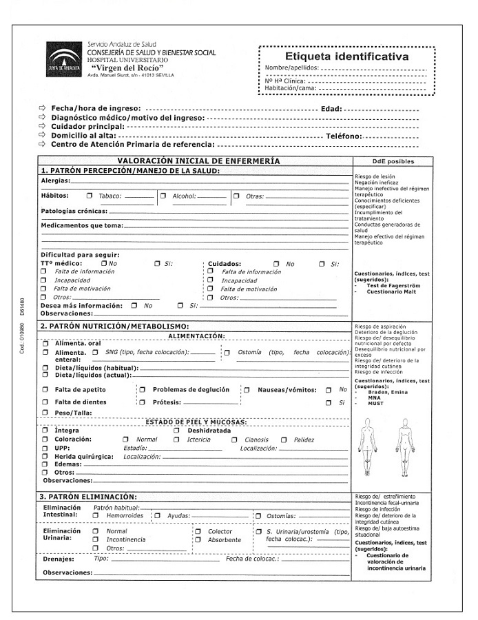 Valoraci&oacute;n inicial de enfermer&iacute;a (1&ordf; parte)