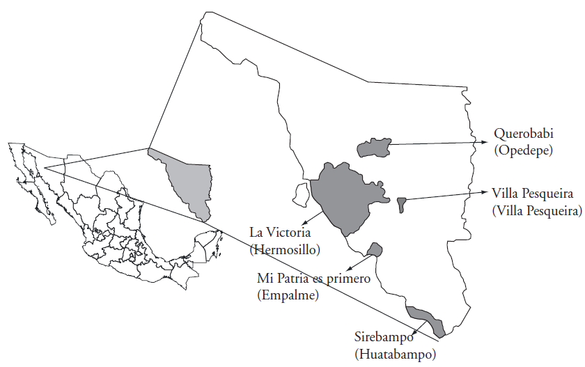 Ubicaci&oacute;n de las zonas de estudio.