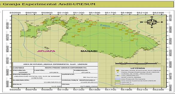 Levantamiento planim&eacute;trico de la finca Andil de la Universidad Estatal del Sur de Manab&iacute;