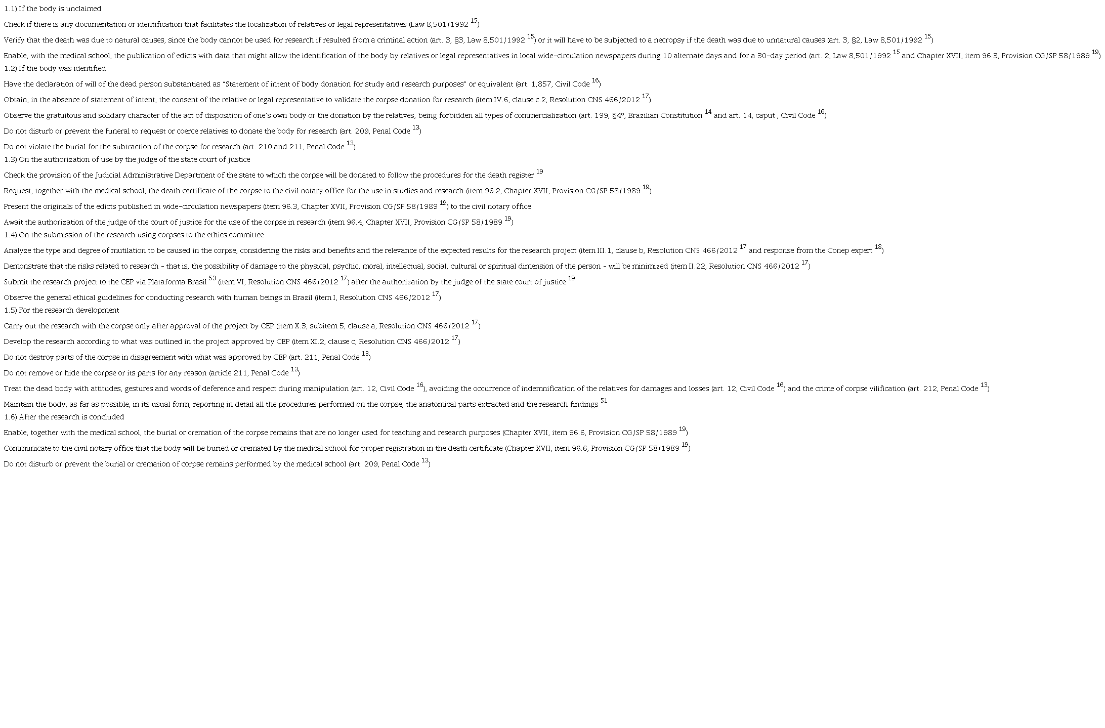 Ethical-legal guidelines for researchers for the use of corpses in scientific investigations