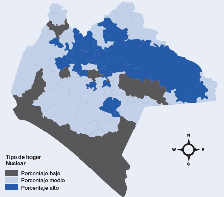 Porcentaje de hogares nucleares por municipio Chiapas 2010
