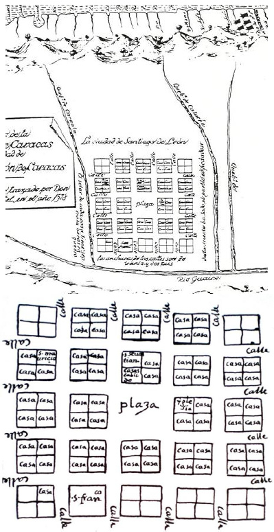 Primer plano de Santiago León de Caracas (1578)