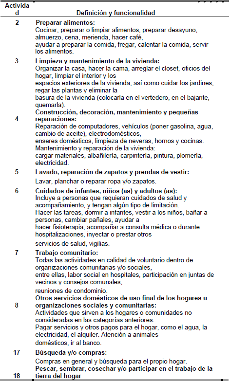 Definici&oacute;n y funcionalidad de las actividades de producci&oacute;n dom&eacute;stica