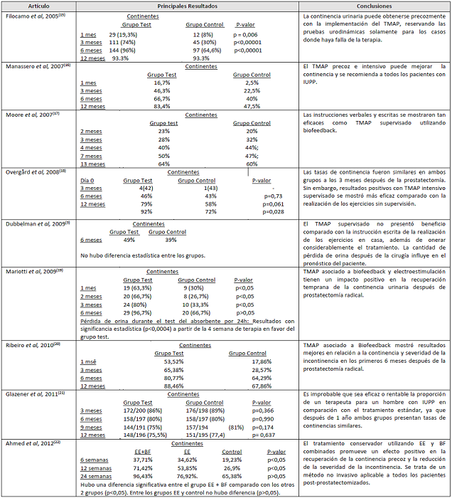 Principales resultados y conclusiones de los autores, Rio de Janeiro, 2017